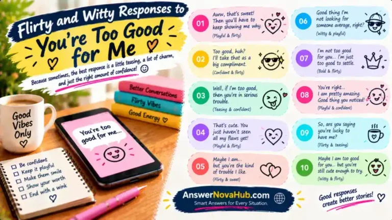 Flirty and witty responses to you’re too good for me