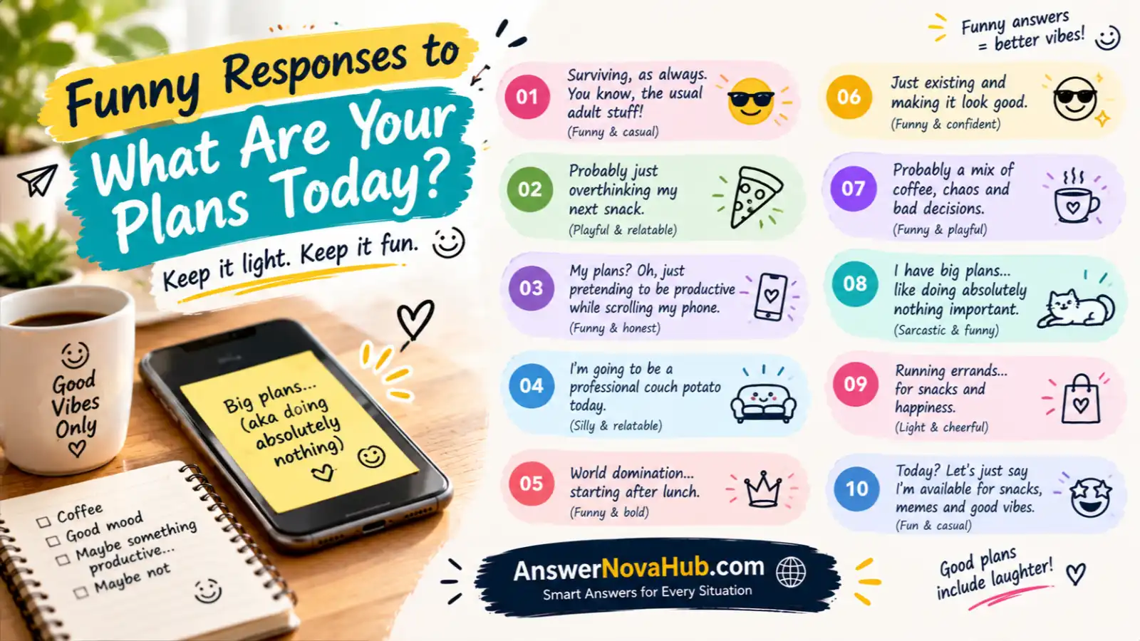 Funny responses to what are your plans today